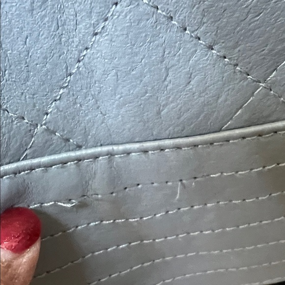 IMAN Gunmetal Gray Quilted Leather Jacket with Faux Fur Collar Moto - Picture 10 of 10